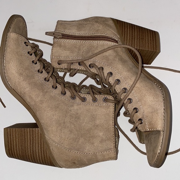 Faux Suede Peep Toe Front Lace up Boot. Mossimo Supply Co. - Picture 6 of 9